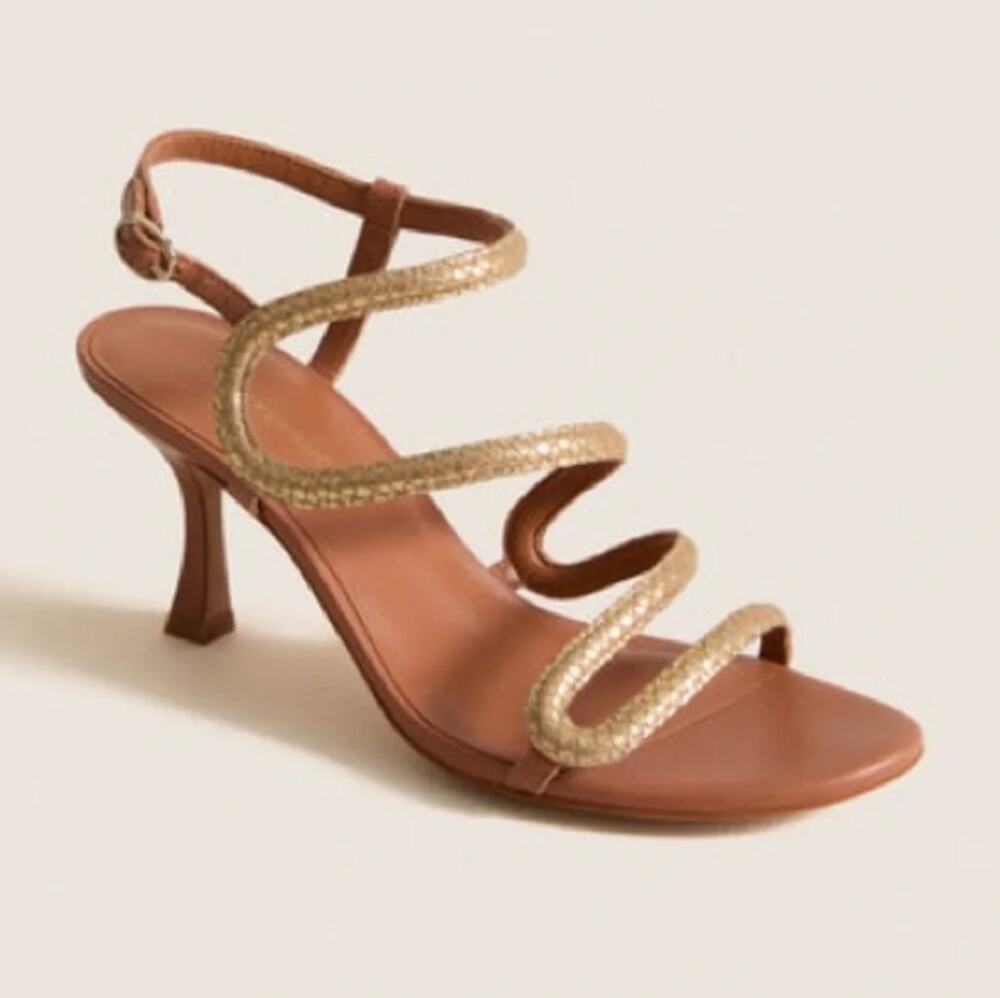 Tuckernuck Lara Croc Embossed Champagne Heels 10.5 NWT Sandals Gold Tan Luxury